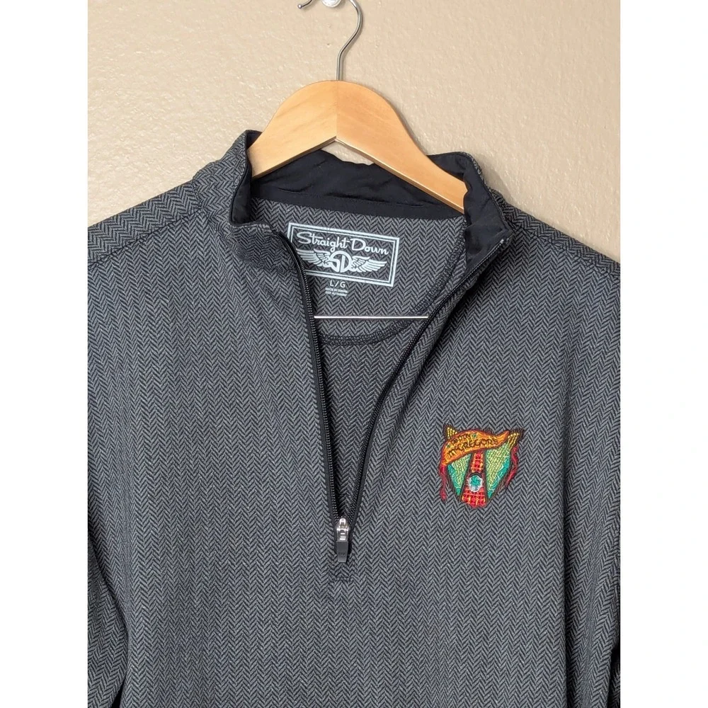 Straight Down 1/4 Zip Pullover Mens Large Grey Herringbone Paddy McGregors Golf